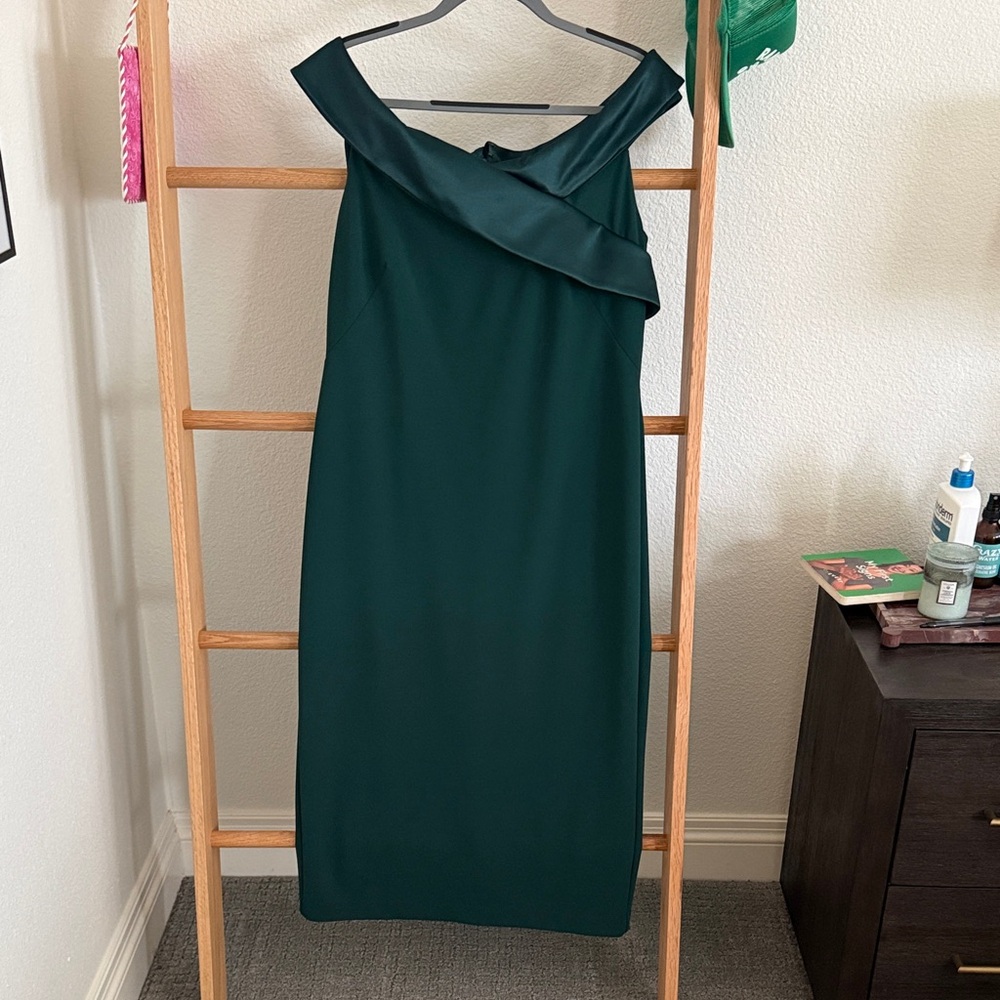 Lauren Ralph Lauren One Shoulder Dark Green Dress